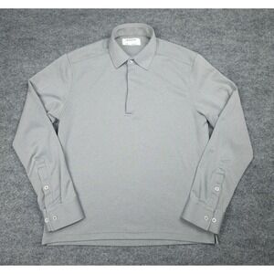 Ministry of Supply Shirt Men's Medium Gray Henley Collared Long Sleeve